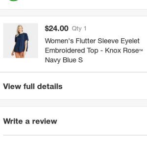 Women's NAVY size S flutter sleeve eyelet embroidered top by Target/Knox Rose